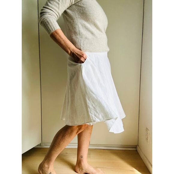 90s Lauren RL Off White Linen A Line skirt Size 2 Drop Waist Layering Classic - Picture 7 of 11